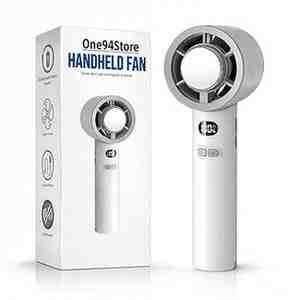 One94Store Portable Hand Fan | 1800mAh Rechargeable Battery | Digital Display | Touch Control | 3 Speed Modes with 150 speed dailing Button | Personal Cooling Fan for Home, Office & Travel - white